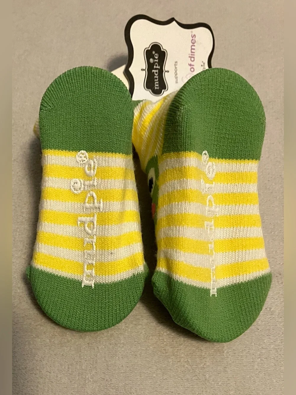 Newborn Baby Green & Yellow Frog Socks by Mudpie